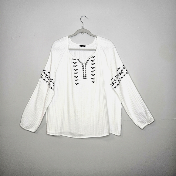 New Directions Cotton Tunic Top. White And Black. 2X - Picture 2 of 10